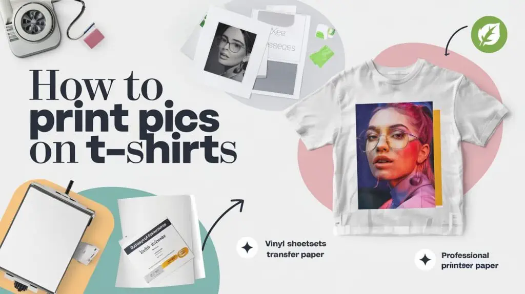 Custom t-shirt printing tools and materials with a step-by-step guide.